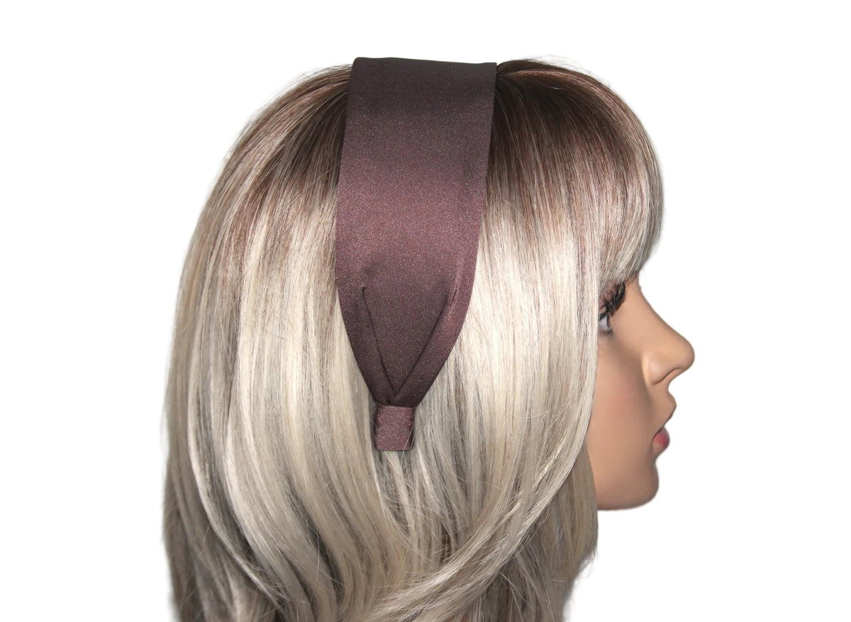 Brown satin headband, head scarf for women