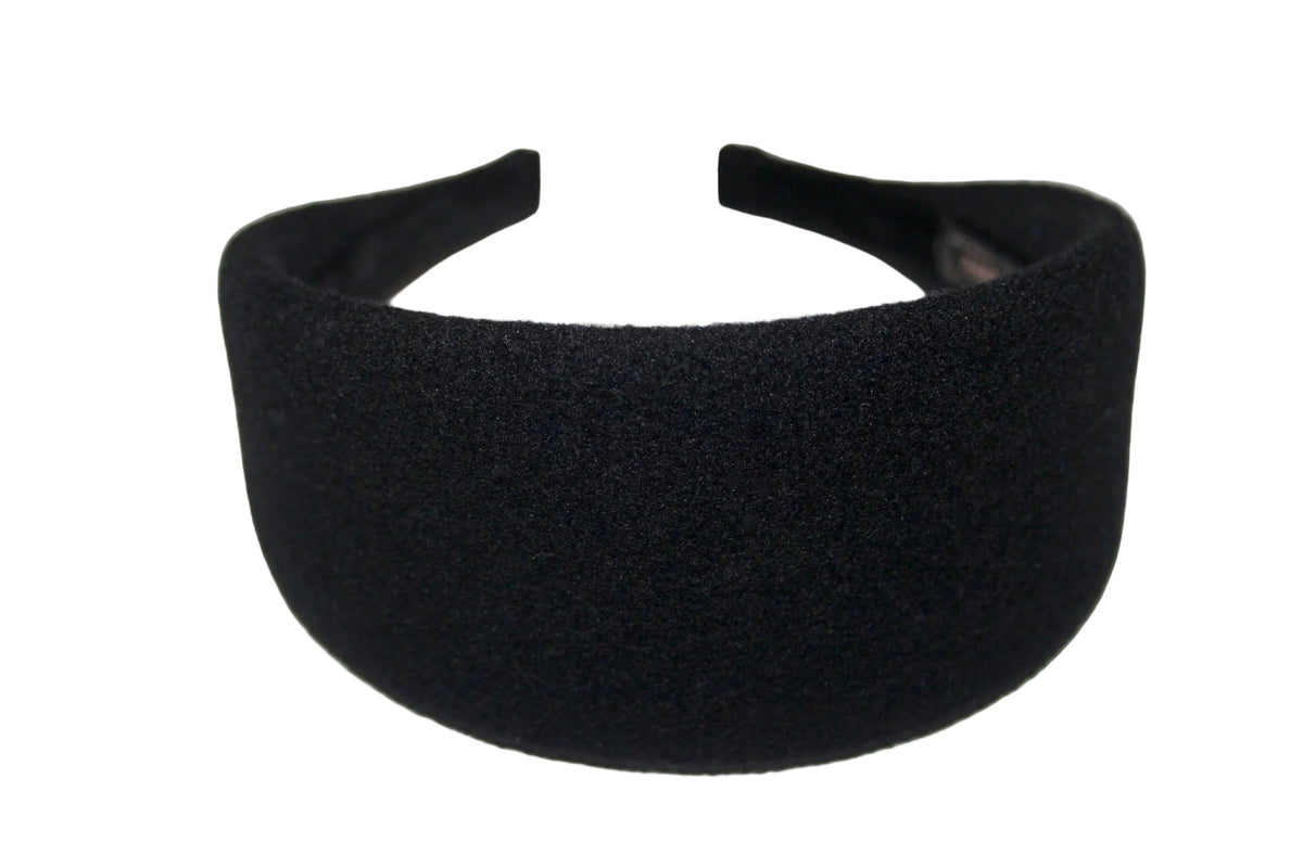 Wool padded headband, Black winter head scarf... NEW