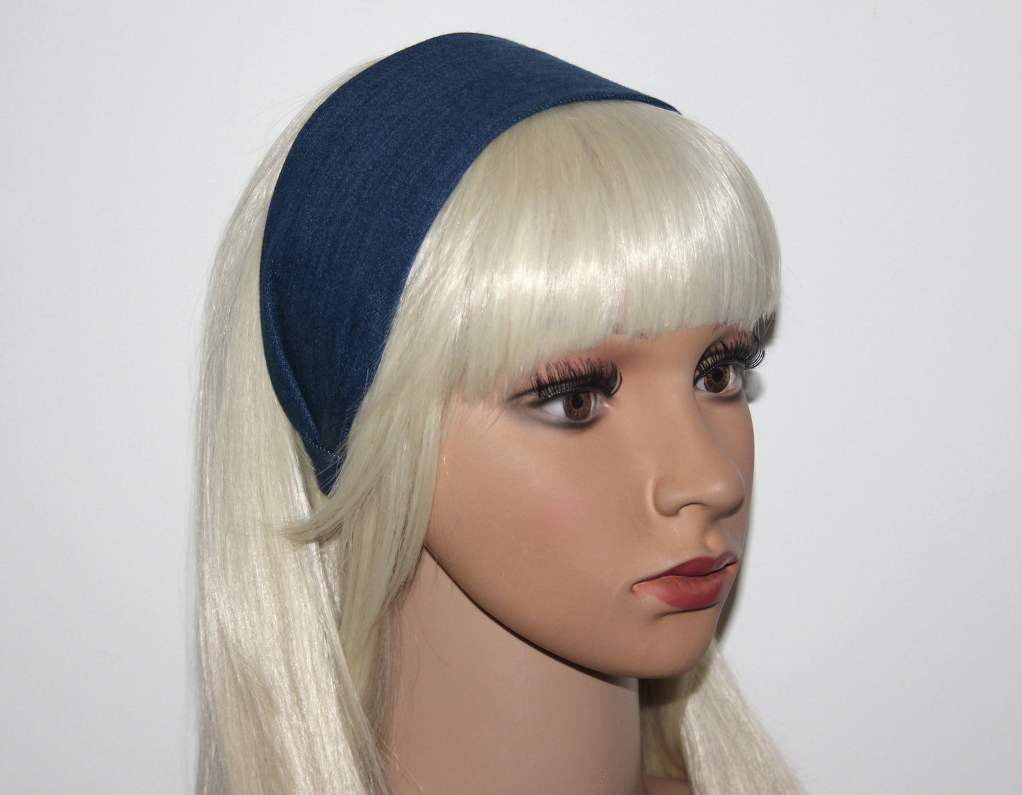 Denim head band Blue wide hairband
