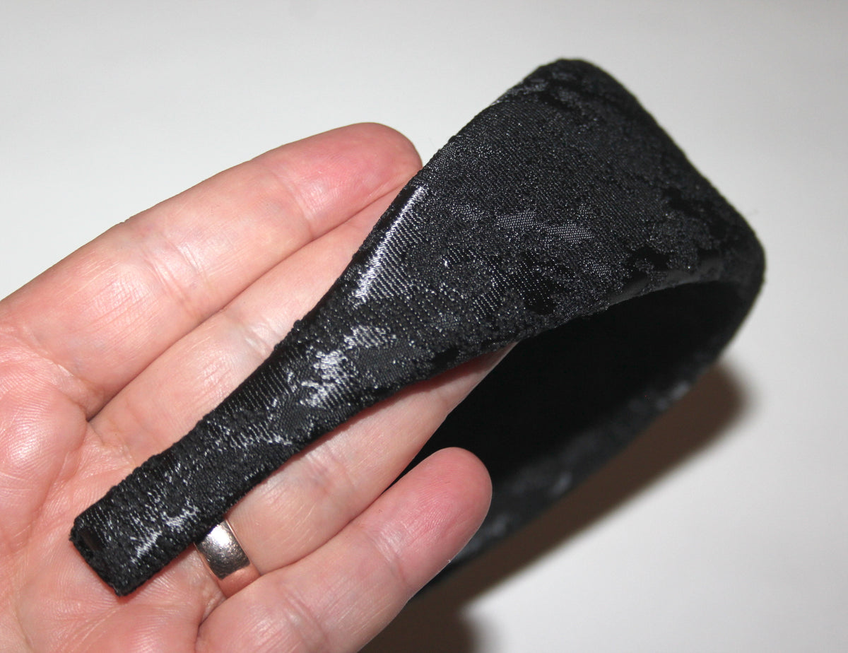 Satin Jacquard padded headband, Elegant puffy Black head scarf... NEW