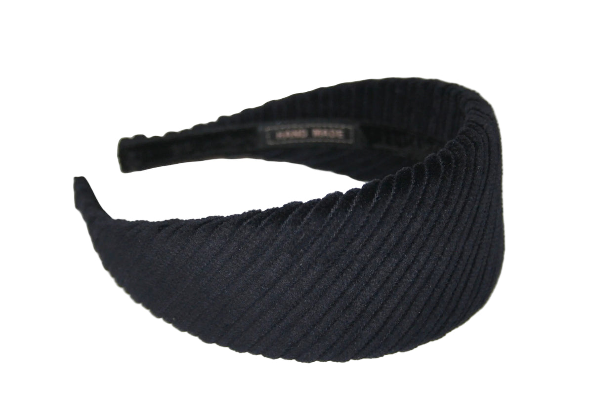 Bluish-Black padded headband, Large Corduroy puffy hair scarf... NEW