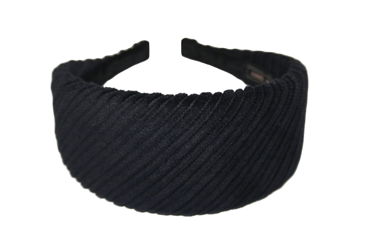 Bluish-Black padded headband, Large Corduroy puffy hair scarf... NEW