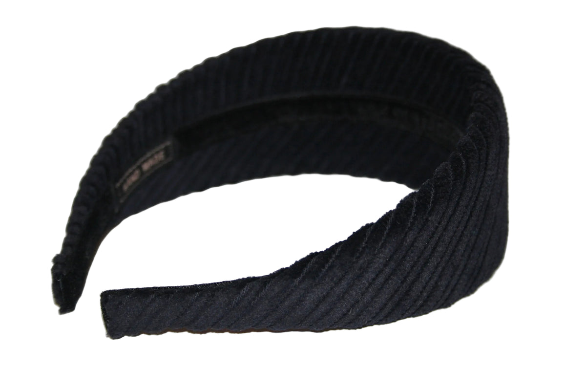 Bluish-Black padded headband, Large Corduroy puffy hair scarf... NEW