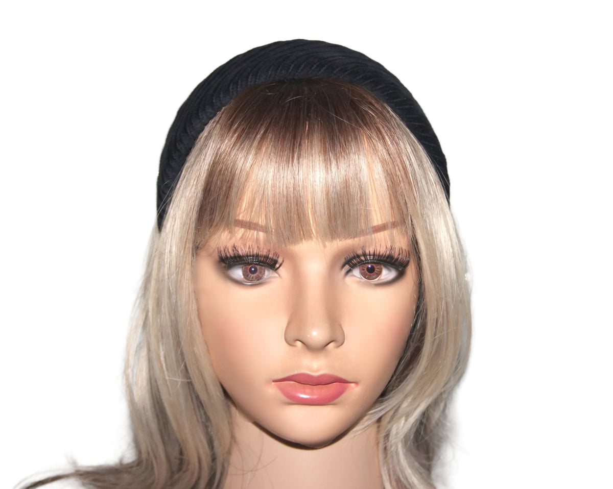 Bluish-Black padded headband, Large Corduroy puffy hair scarf... NEW