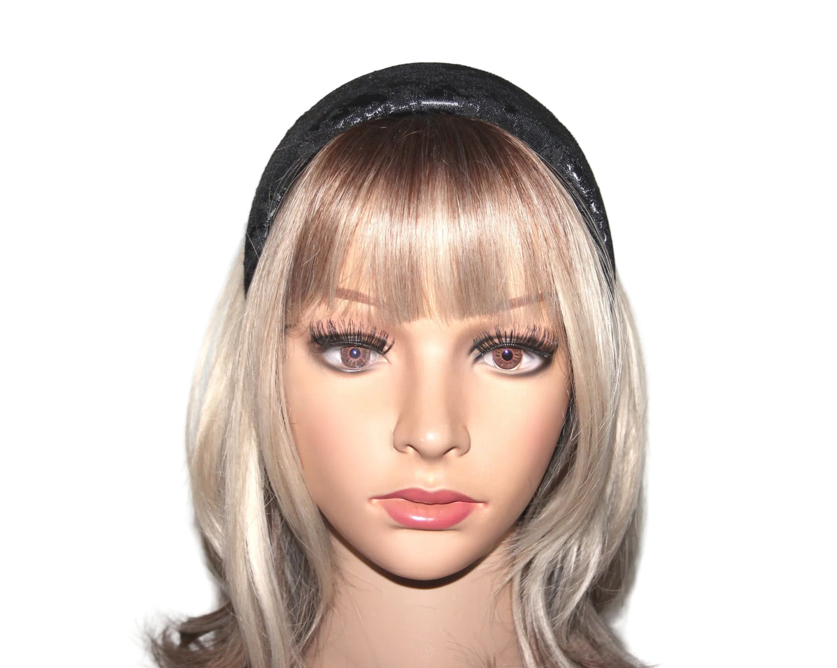 Satin Jacquard padded headband, Elegant puffy Black head scarf... NEW