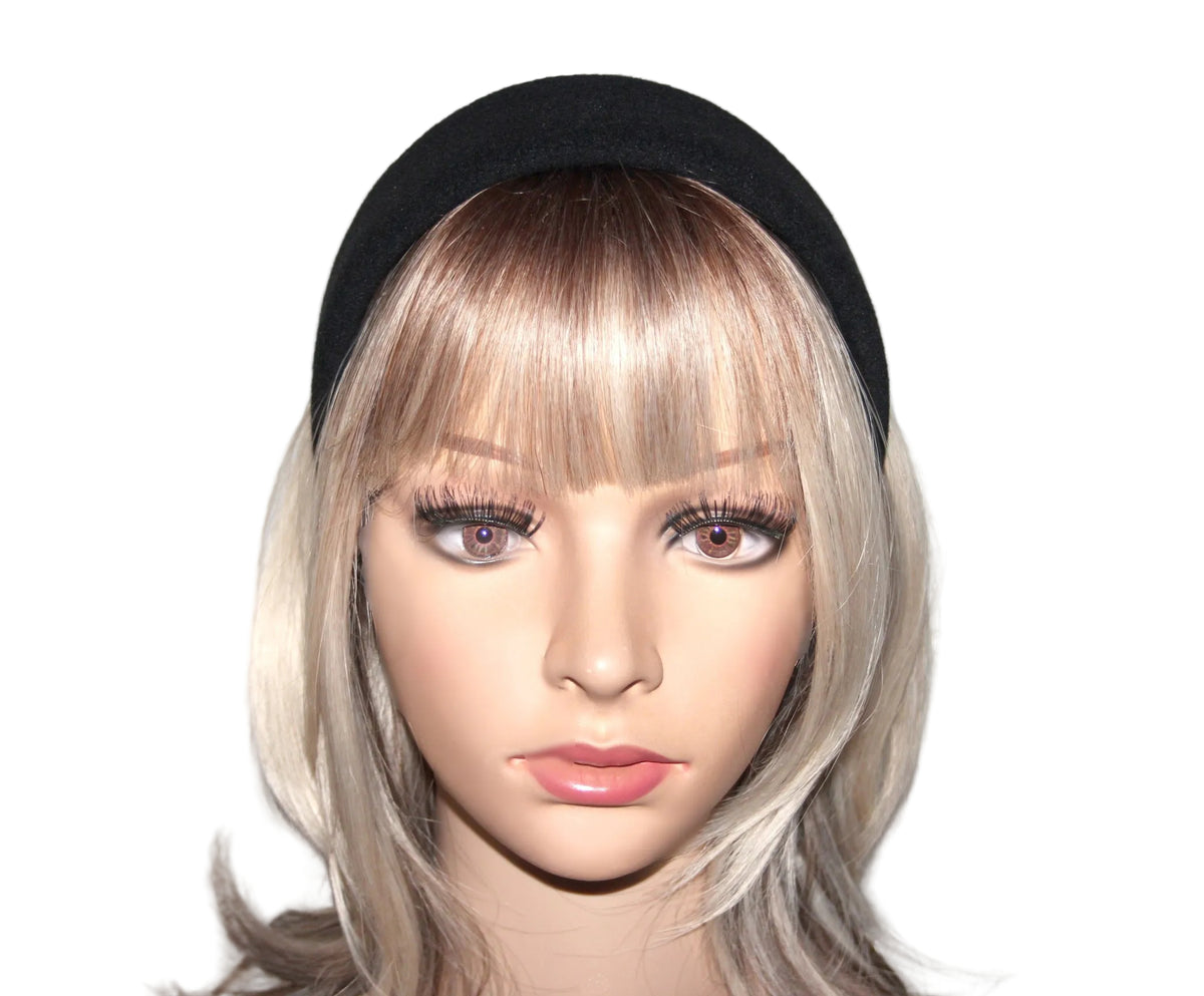 Wool padded headband, Black winter head scarf... NEW