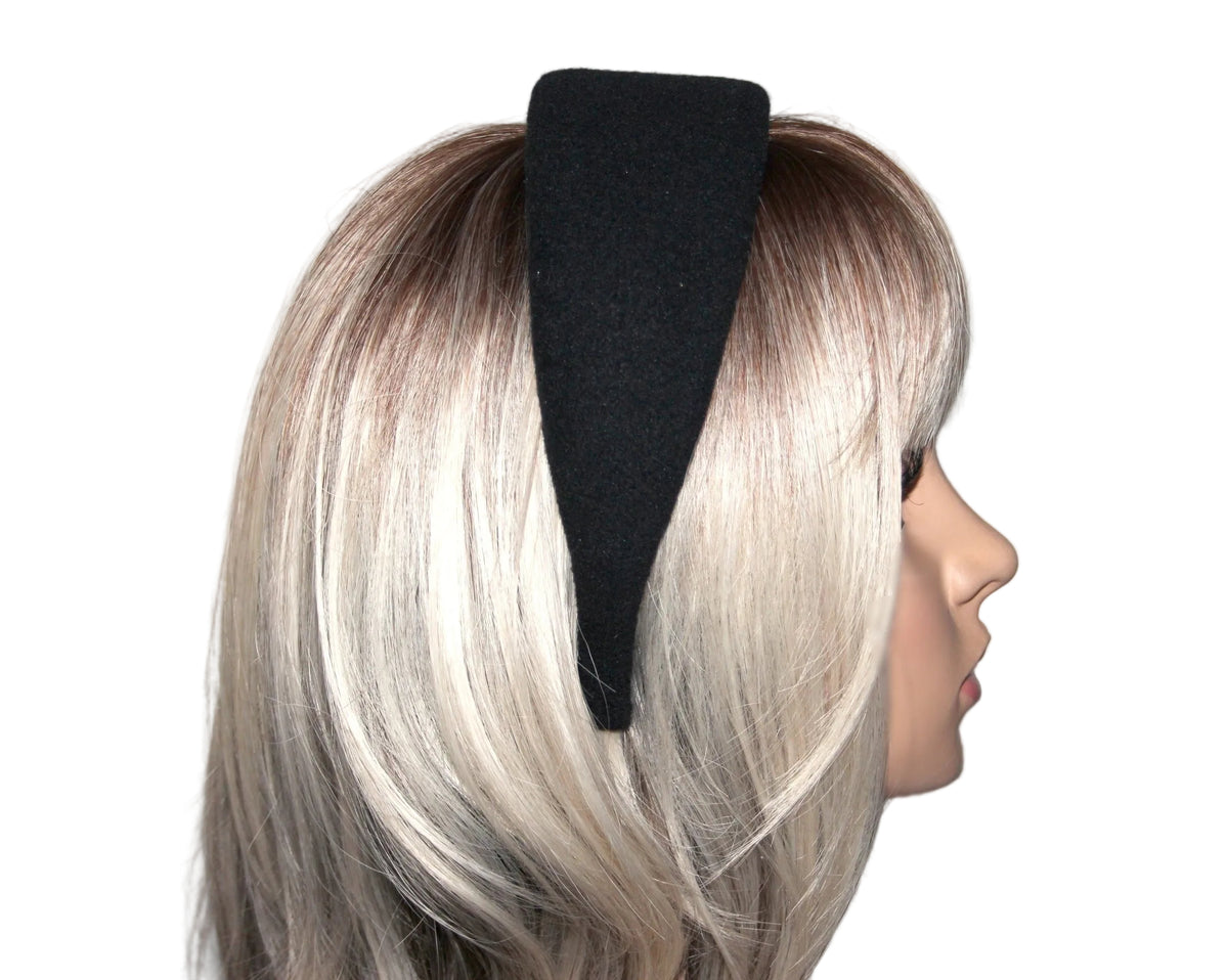 Wool padded headband, Black winter head scarf... NEW