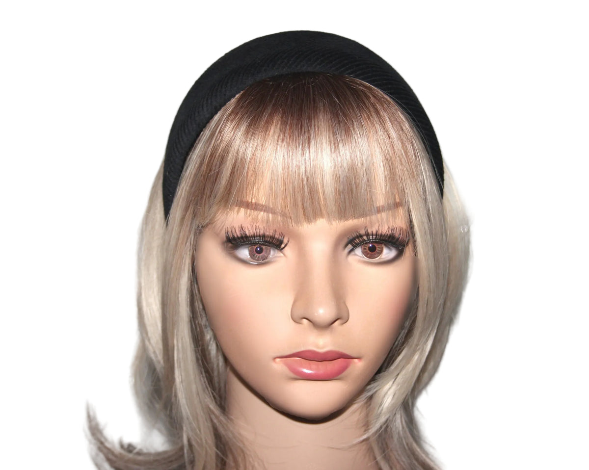 Black medium corduroy padded headband, Cotton velvet puffy hairband... NEW