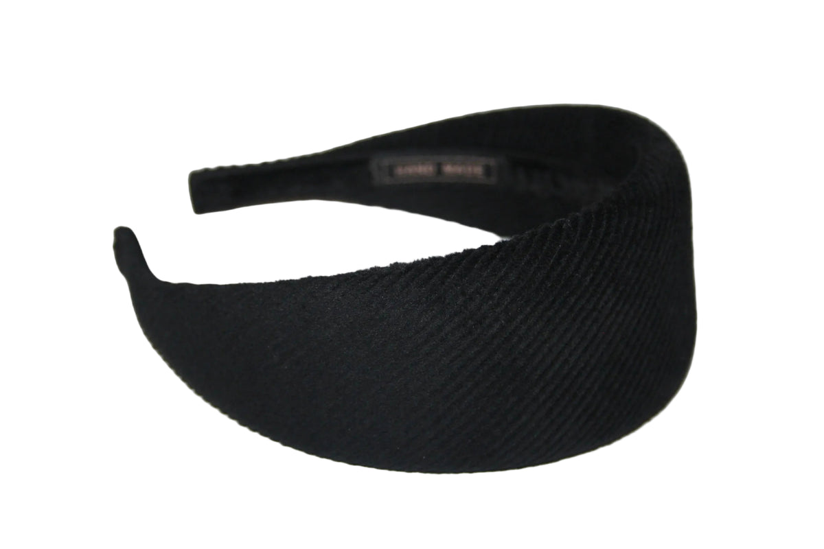 Black medium corduroy padded headband, Cotton velvet puffy hairband... NEW
