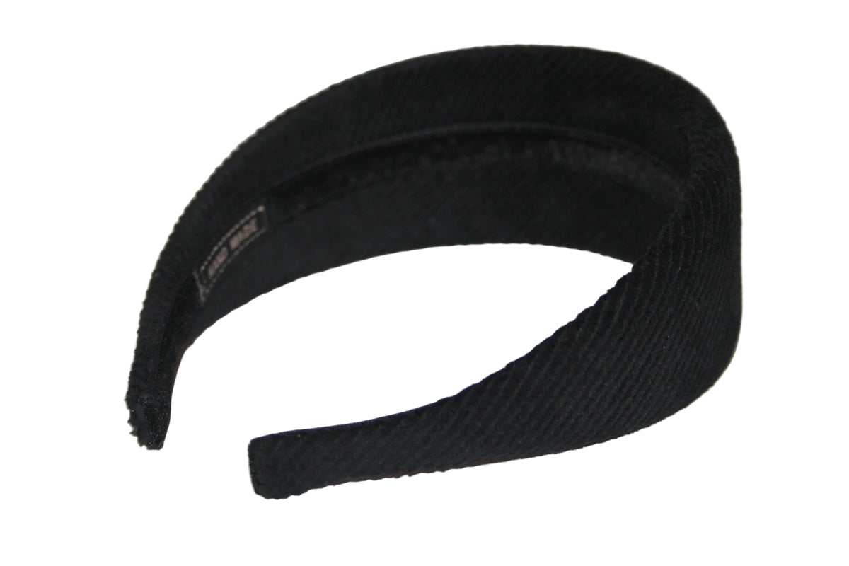 Black medium corduroy padded headband, Cotton velvet puffy hairband... NEW