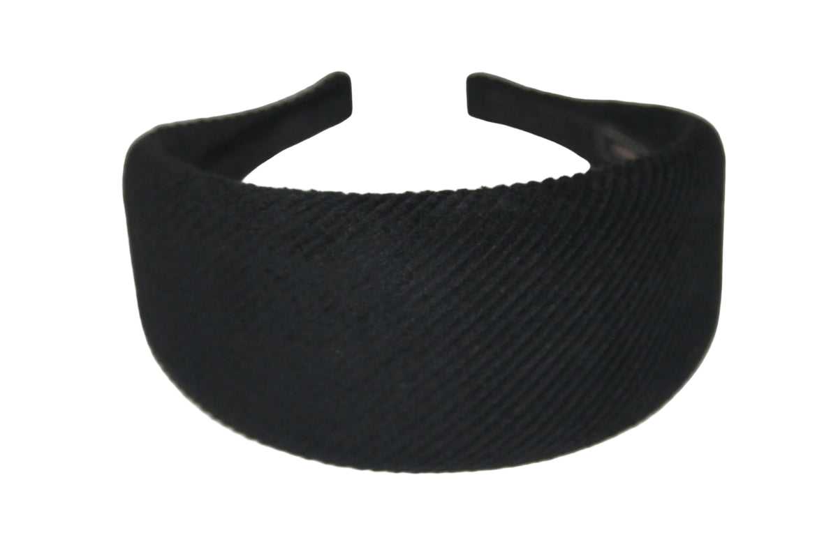 Black medium corduroy padded headband, Cotton velvet puffy hairband... NEW