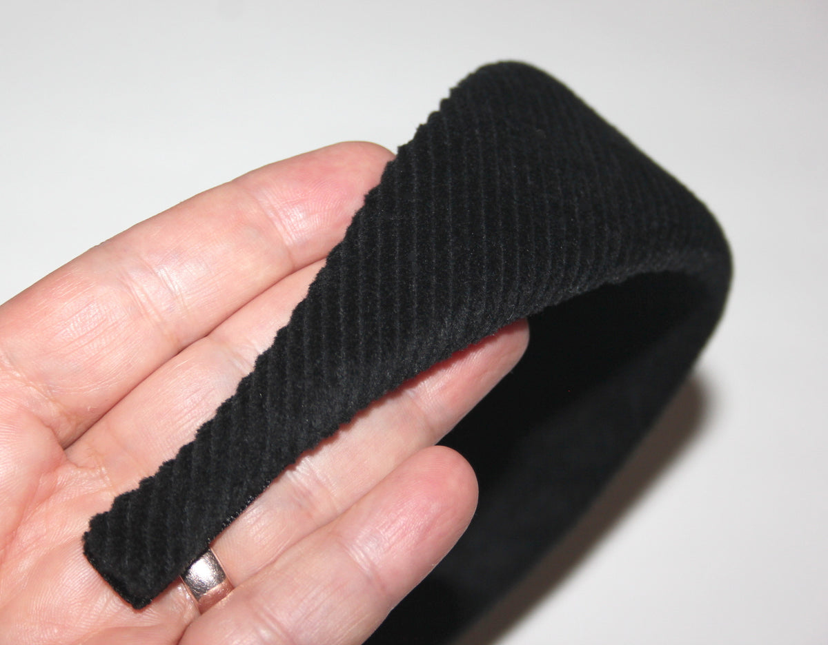 Black medium corduroy padded headband, Cotton velvet puffy hairband... NEW