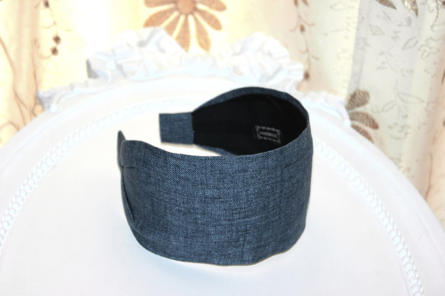 Denim linen headband Chambray hairband bandana, hand made