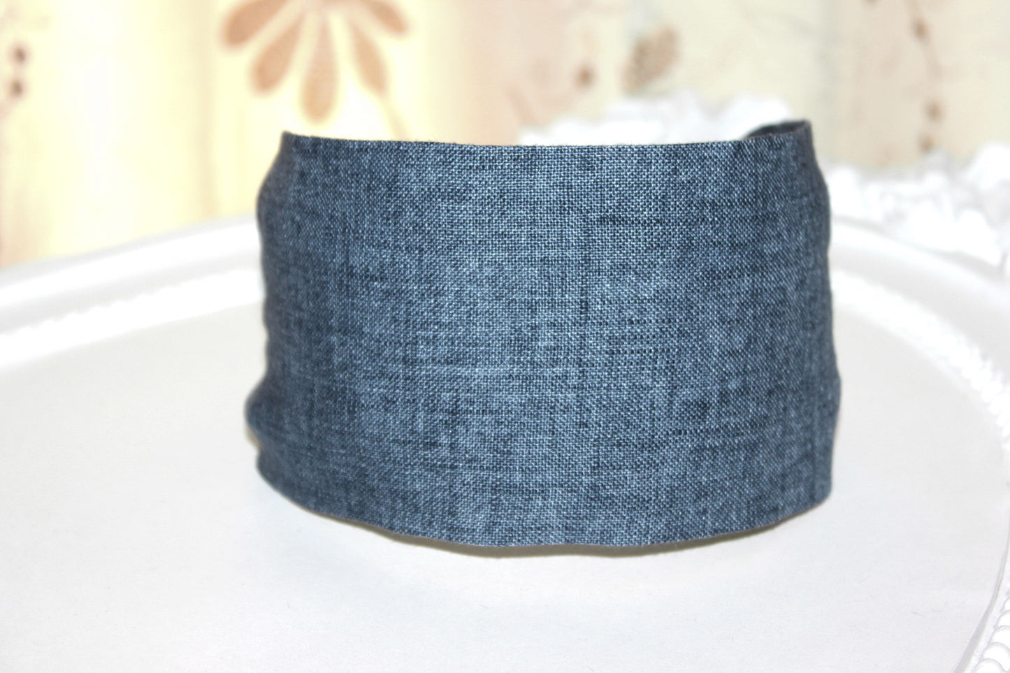 Denim linen headband Chambray hairband bandana, hand made