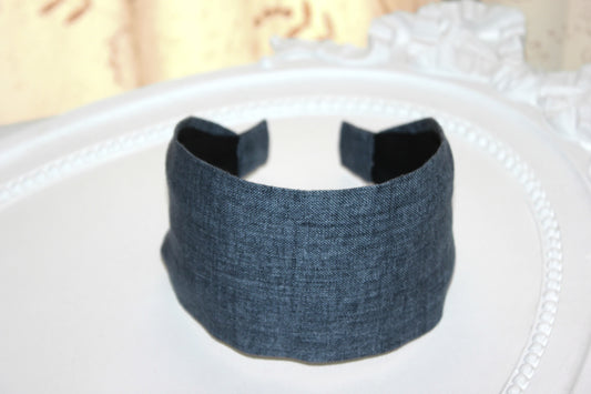 Denim linen headband Chambray hairband bandana, hand made