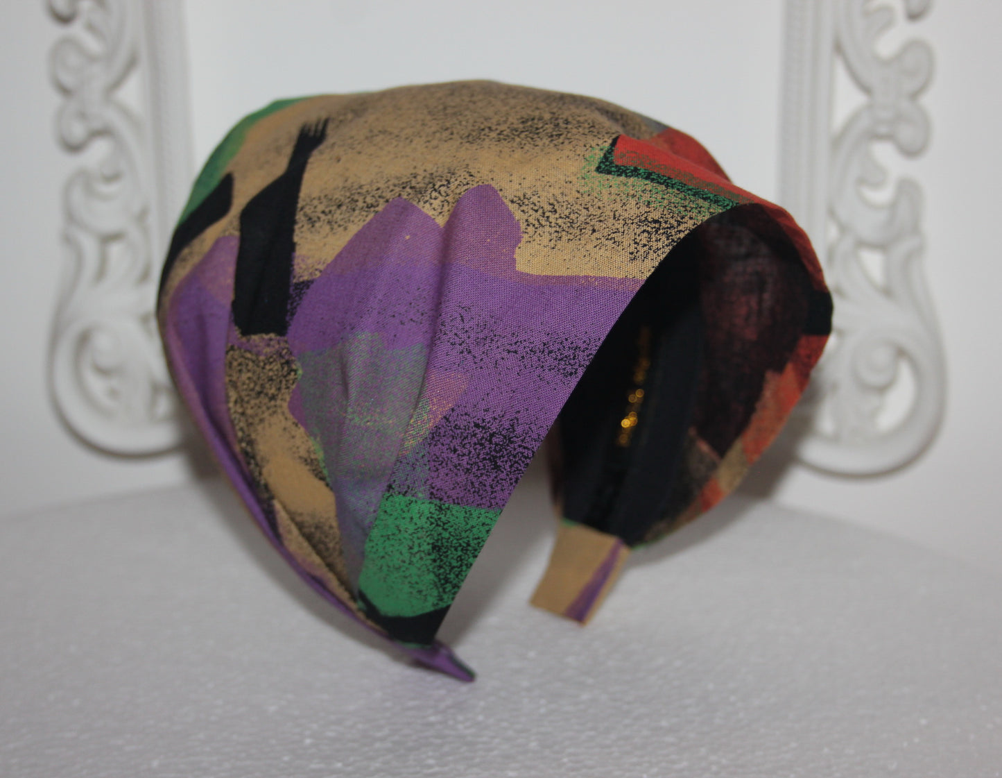 Tie Dye bandana headband Multicolor abstract print hair scarf Wide head cover