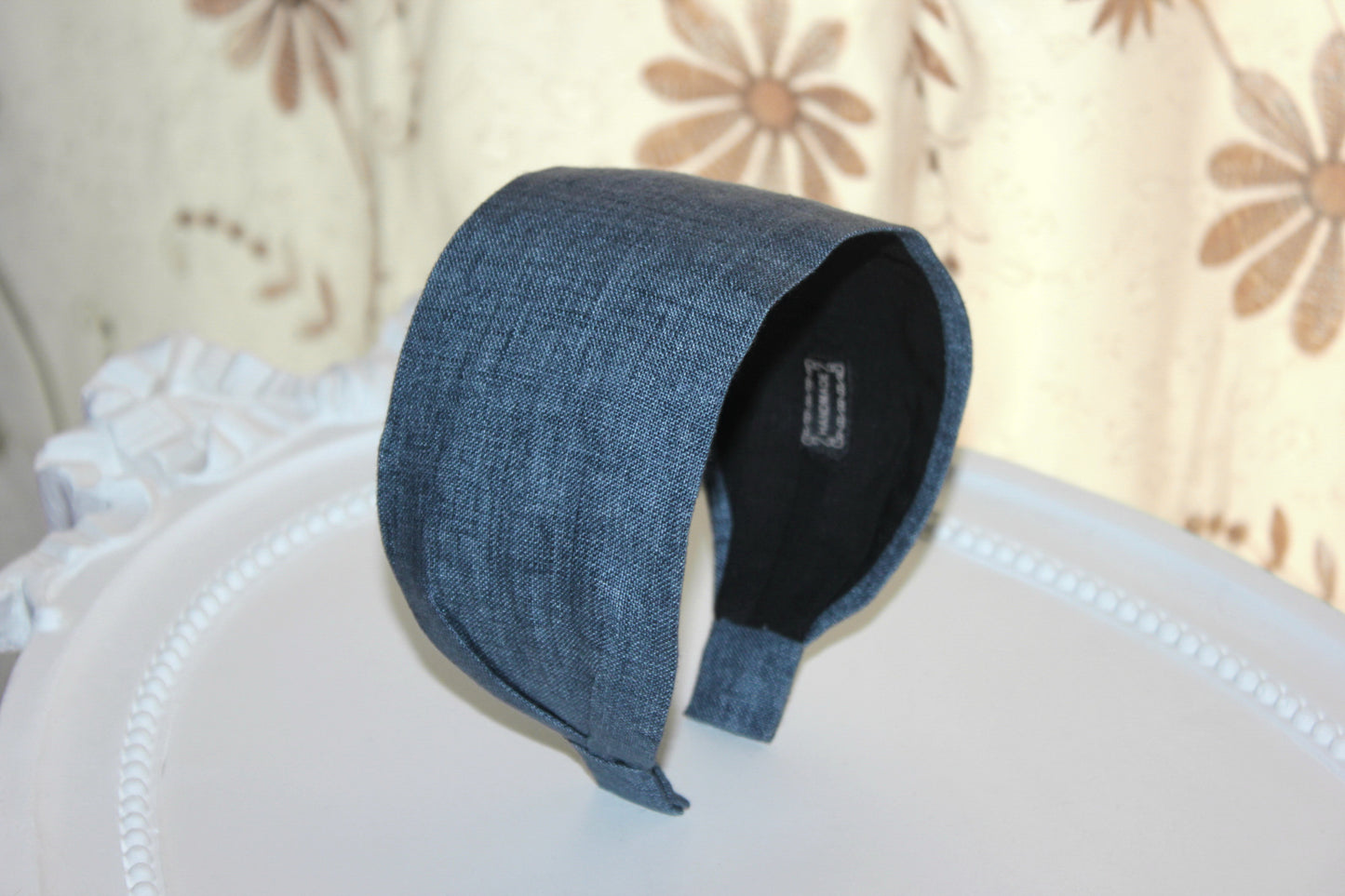 Denim linen headband Chambray hairband bandana, hand made