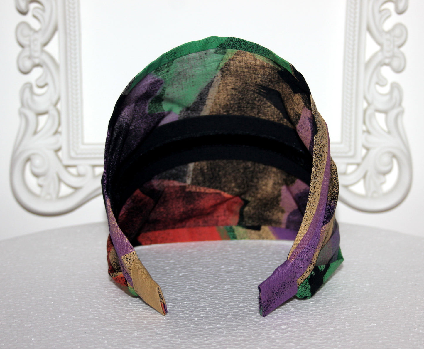 Tie Dye bandana headband Multicolor abstract print hair scarf Wide head cover