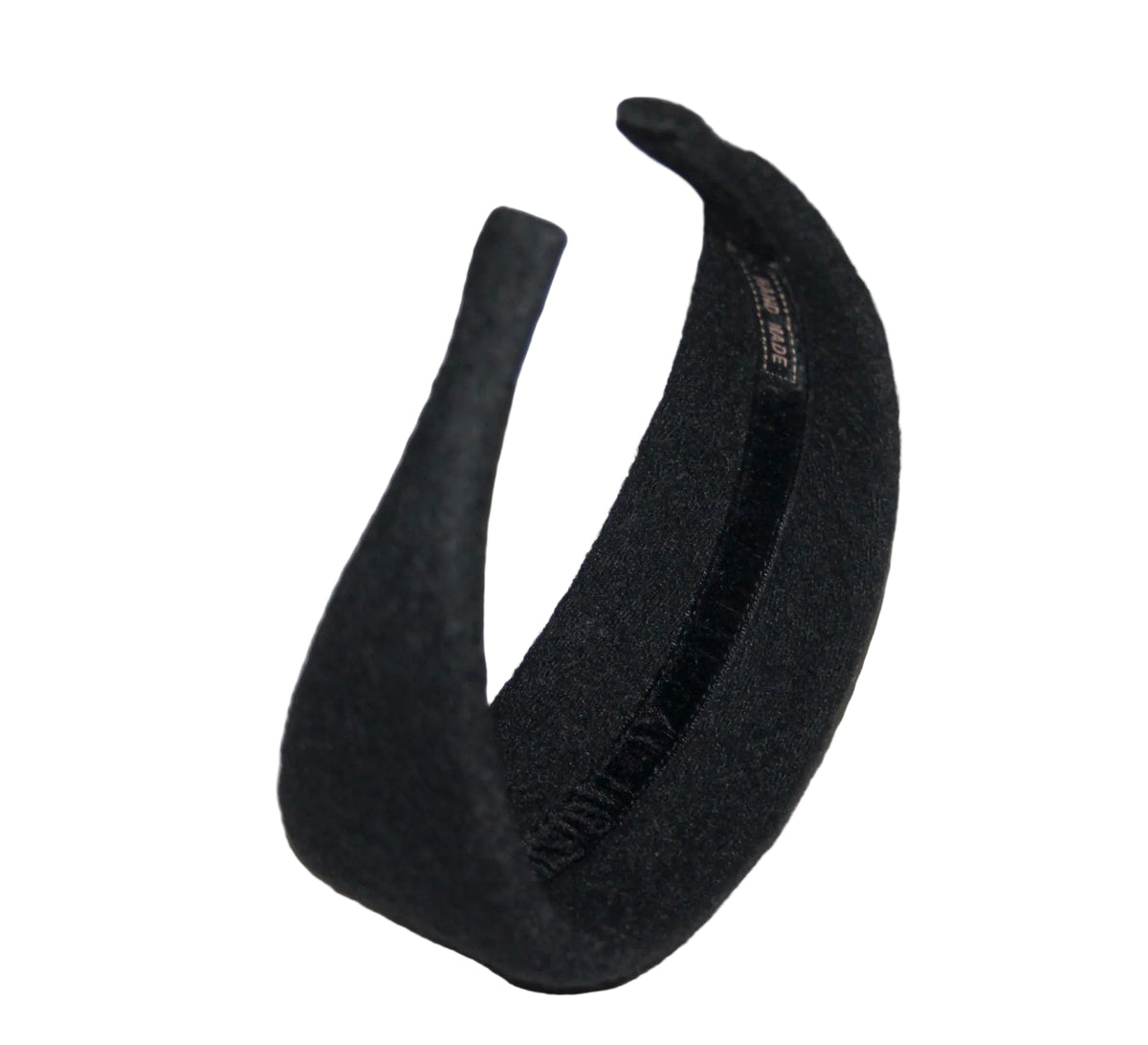 Black Bouclé Wool padded headband, boiled wool puffy hairband... NEW