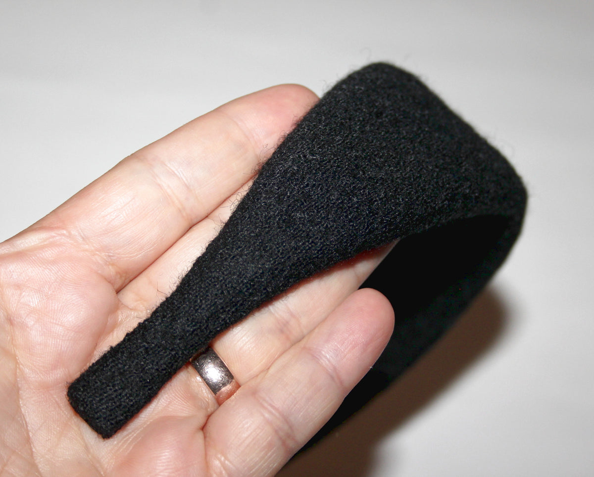 Black Bouclé Wool padded headband, boiled wool puffy hairband... NEW