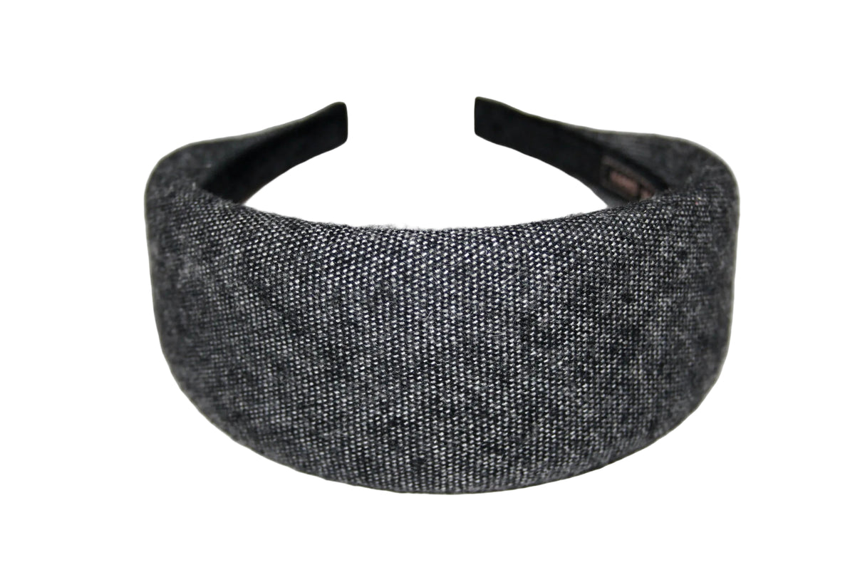 Wool padded headband Salt & Pepper puffy hairband... NEW