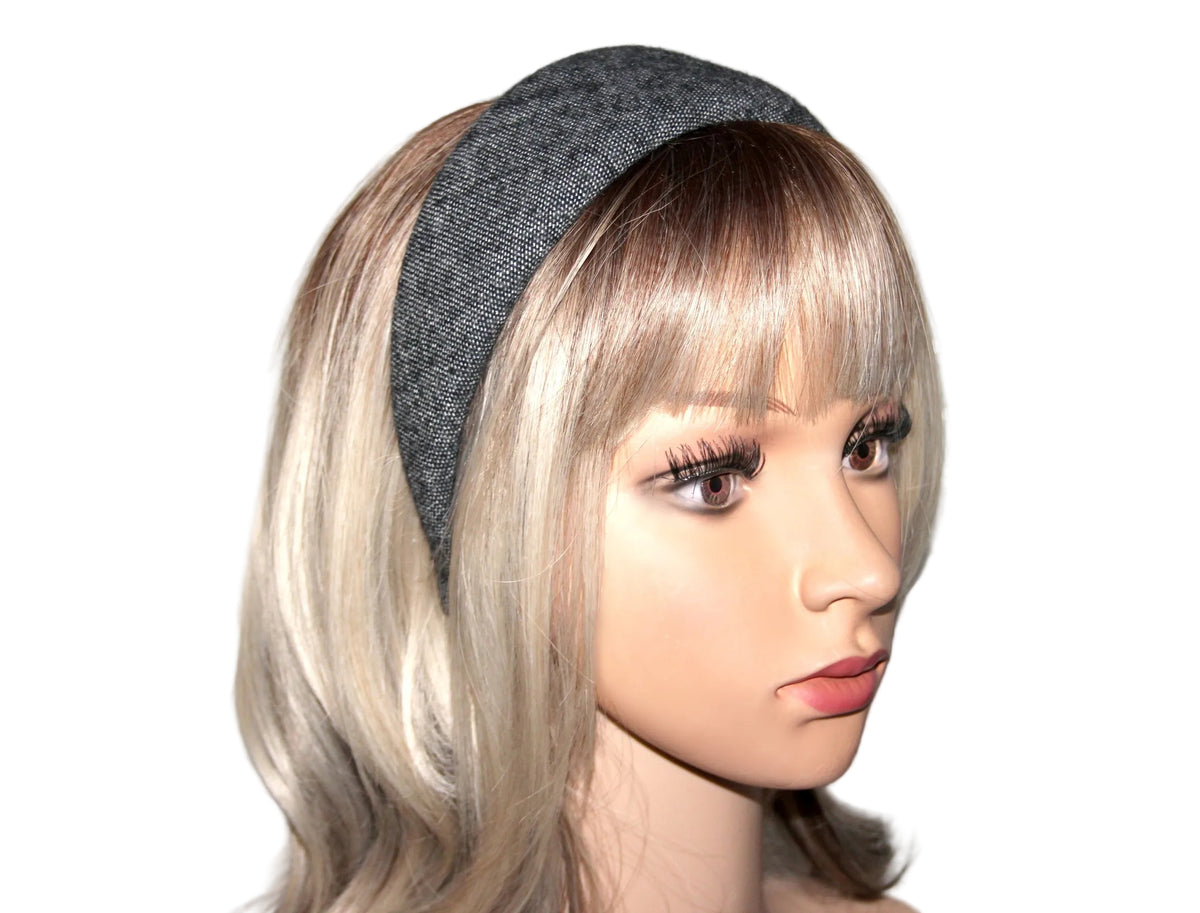 Wool padded headband Salt & Pepper puffy hairband... NEW