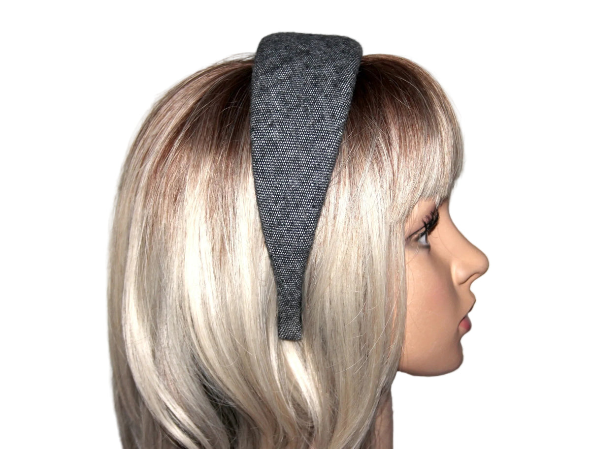 Wool padded headband Salt & Pepper puffy hairband... NEW