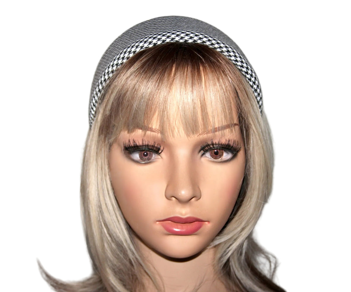 Black and White padded headband Houndstooth wide hairband... NEW