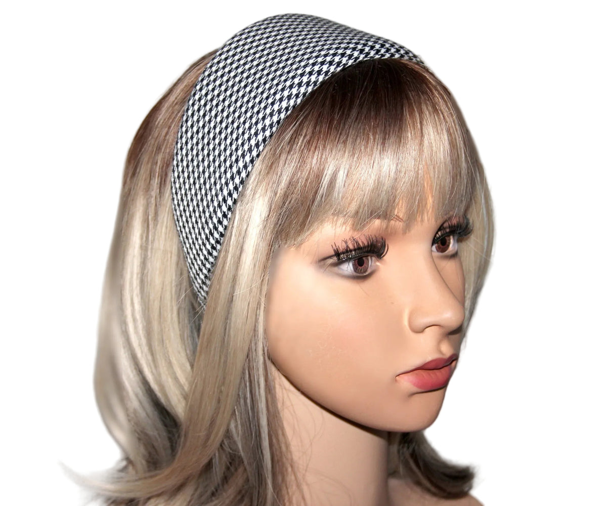 Black and White padded headband Houndstooth wide hairband... NEW