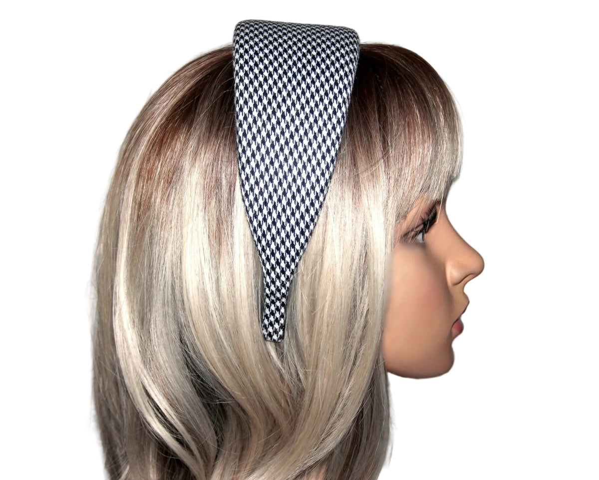 Black and White padded headband Houndstooth wide hairband... NEW