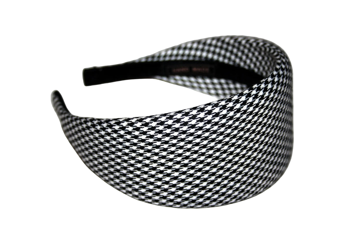 Black and White padded headband Houndstooth wide hairband... NEW
