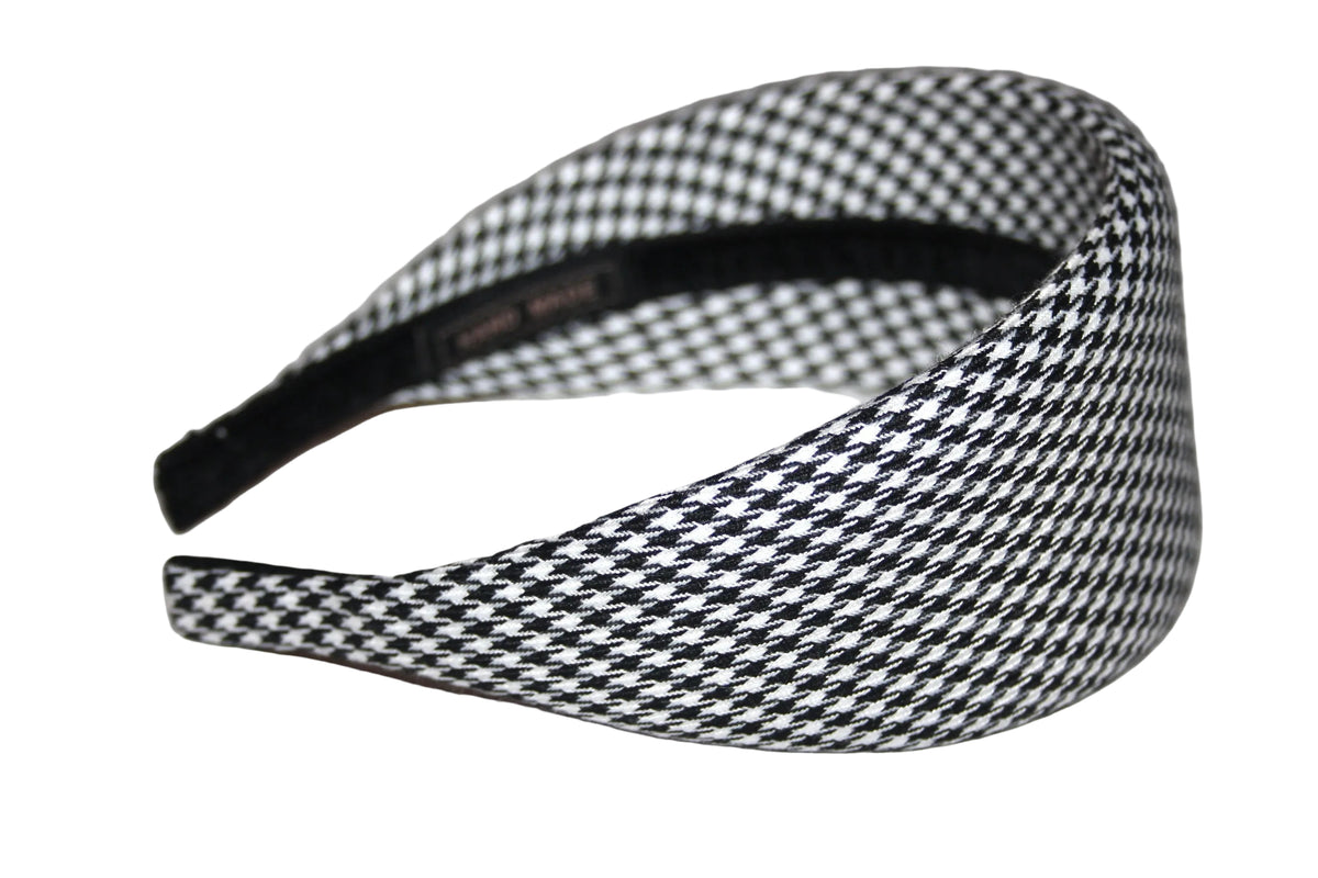 Black and White padded headband Houndstooth wide hairband... NEW