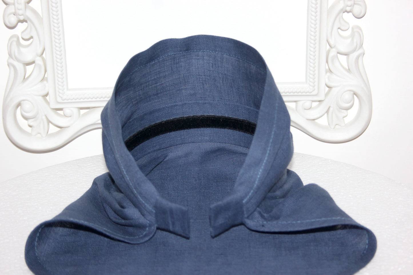 Linen hair kerchief Blueberry Blue bandana headbandTriangle summer headpiece