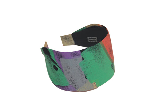Colorful headband for women Abstract print wide fabric hairband
