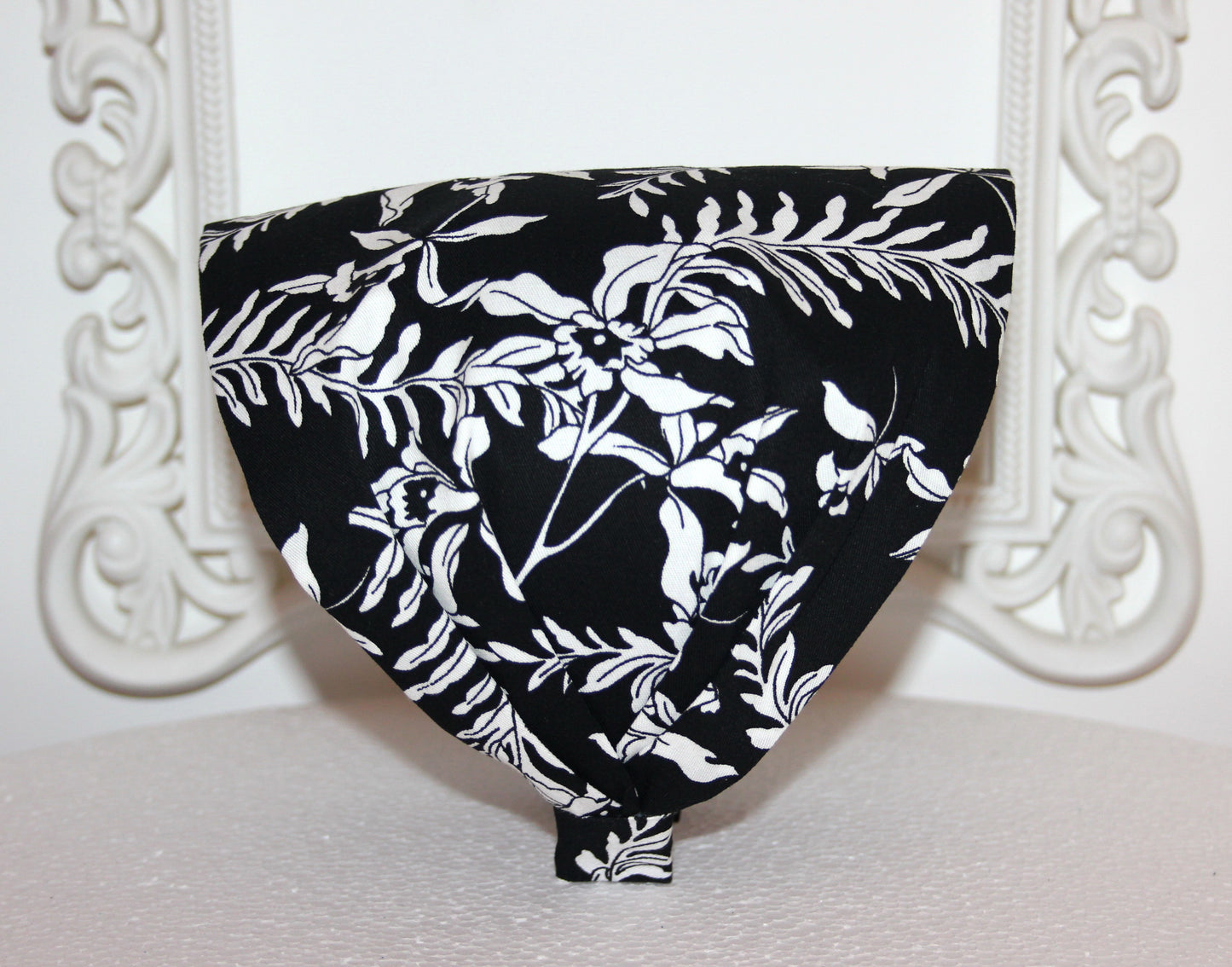 Black & White headband bandana Cotton hippie head scarf, wide head covering, Structured bandana