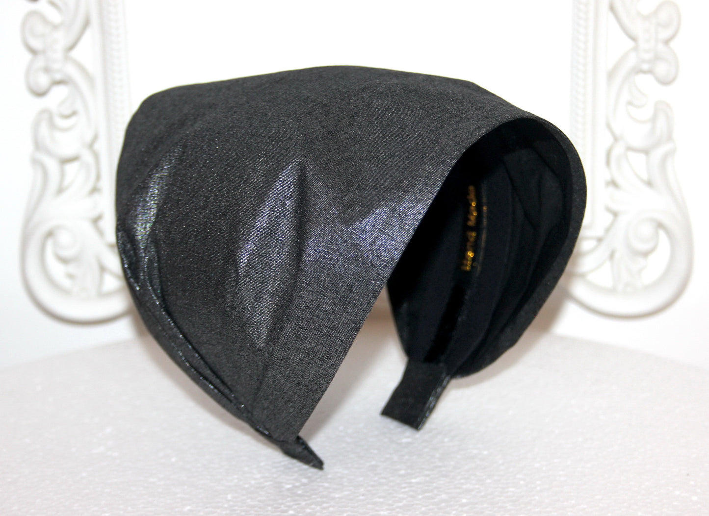 Silver headband bandana Dark Gray fashion head covering Wide alopecia head scarf