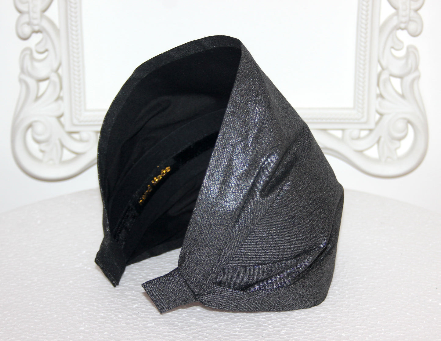 Silver headband bandana Dark Gray fashion head covering Wide alopecia head scarf
