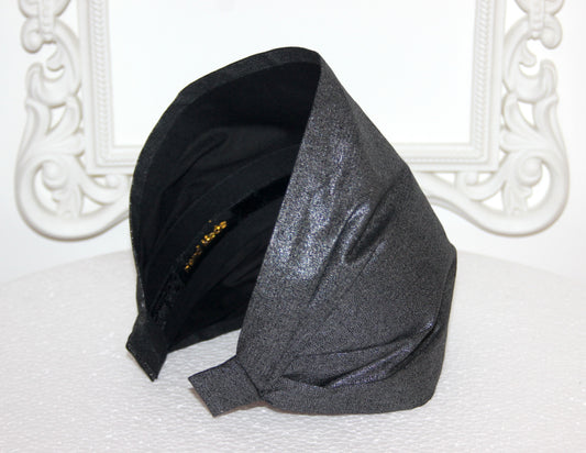 Silver headband bandana Dark Gray fashion head covering Wide alopecia head scarf