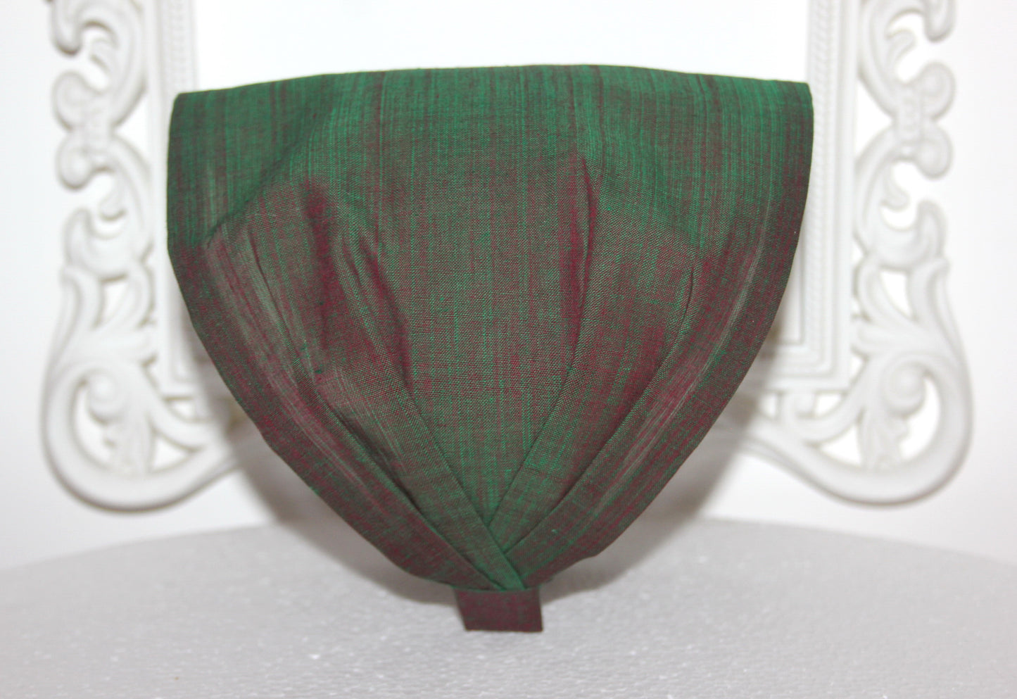 Two tone cotton headband bandana Iridescent Green & Red Handloom khadi head cover