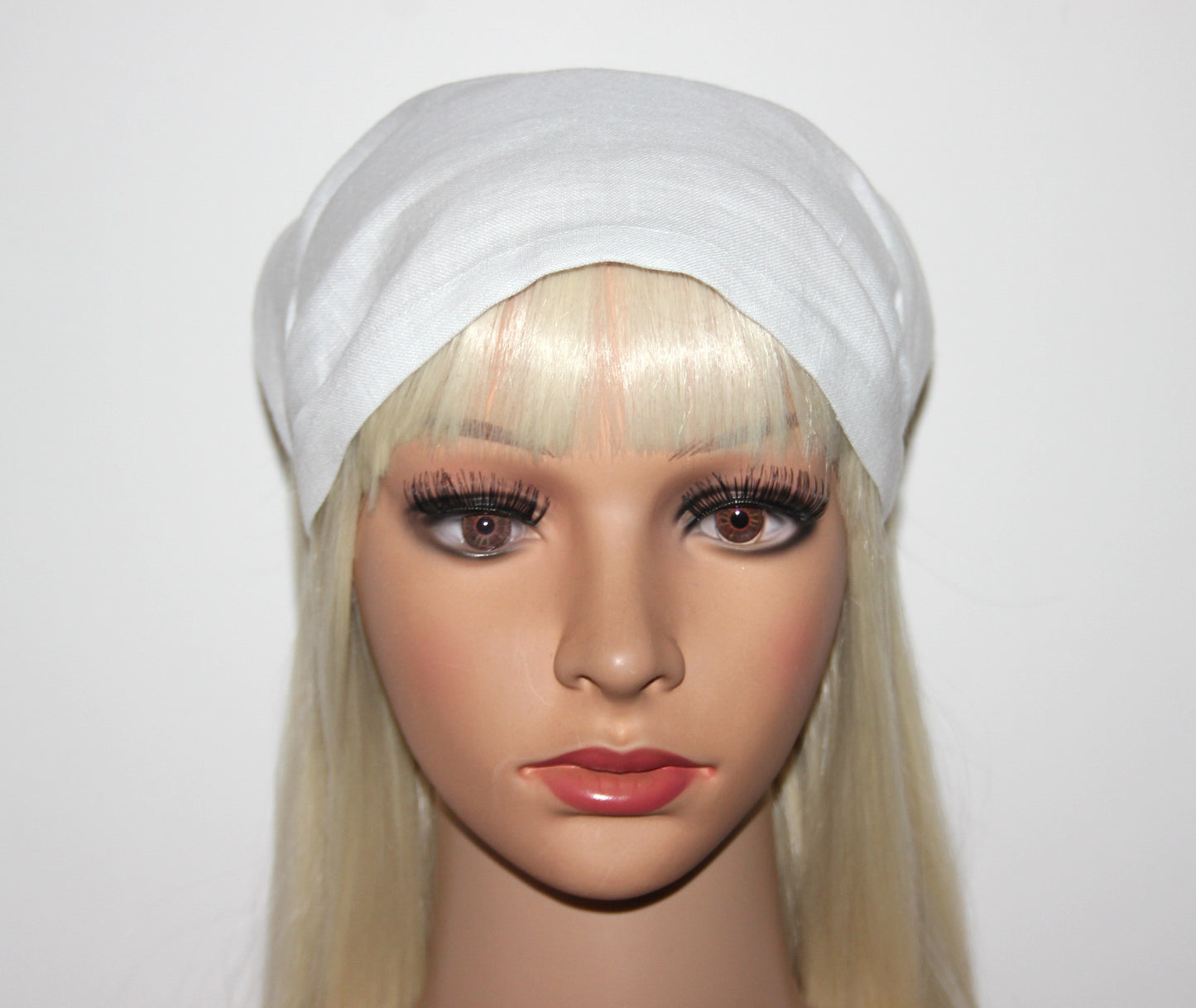 White Summer bandana headband Triangle linen headcover