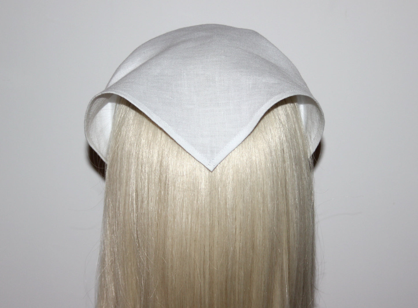 White Summer bandana headband Triangle linen headcover