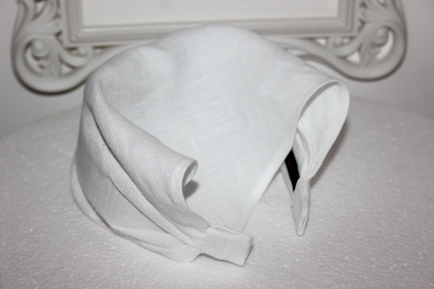 White Summer bandana headband Triangle linen headcover