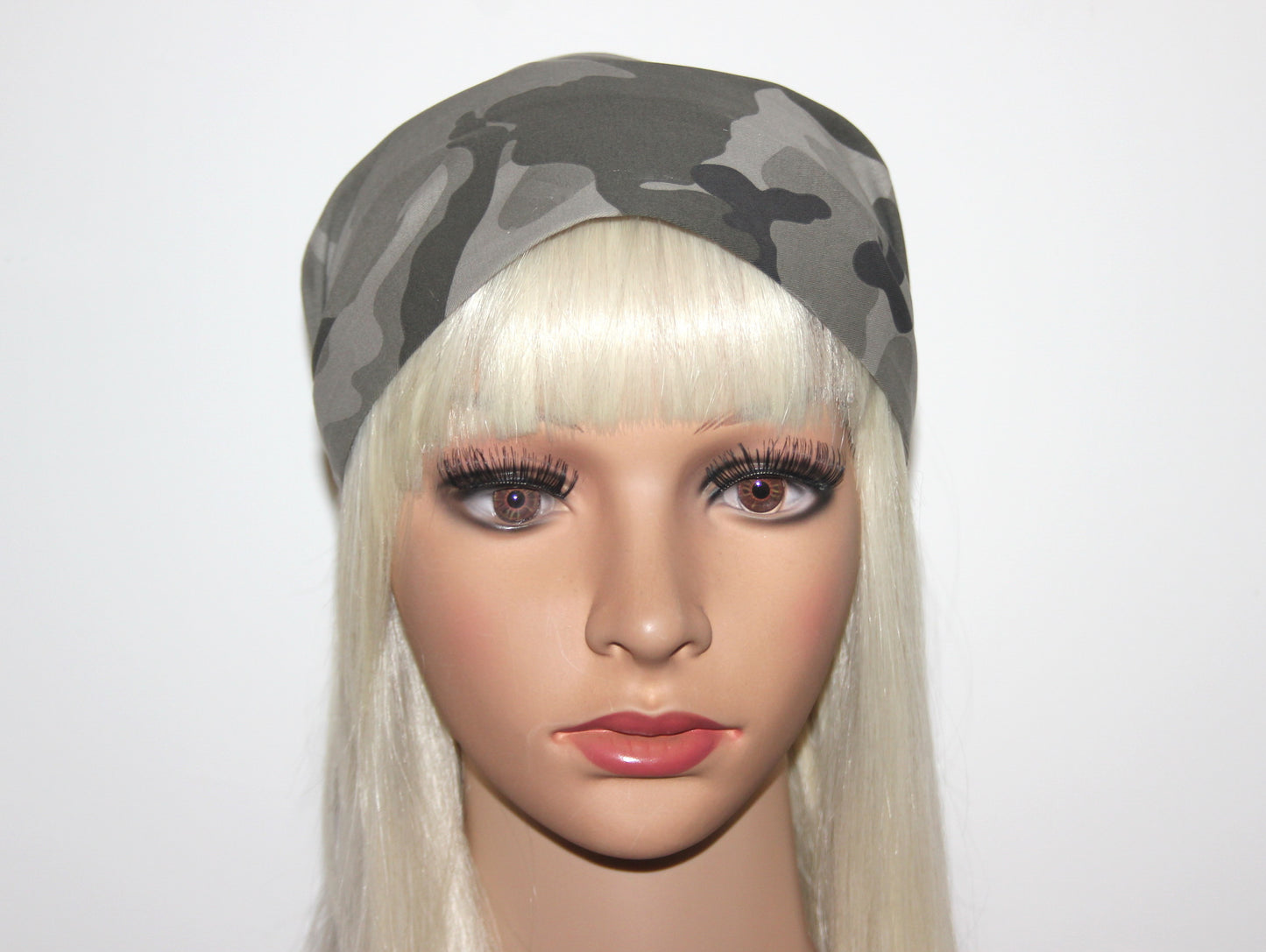 Army Green bandana headband Camouflage cotton hair band Wide head cover