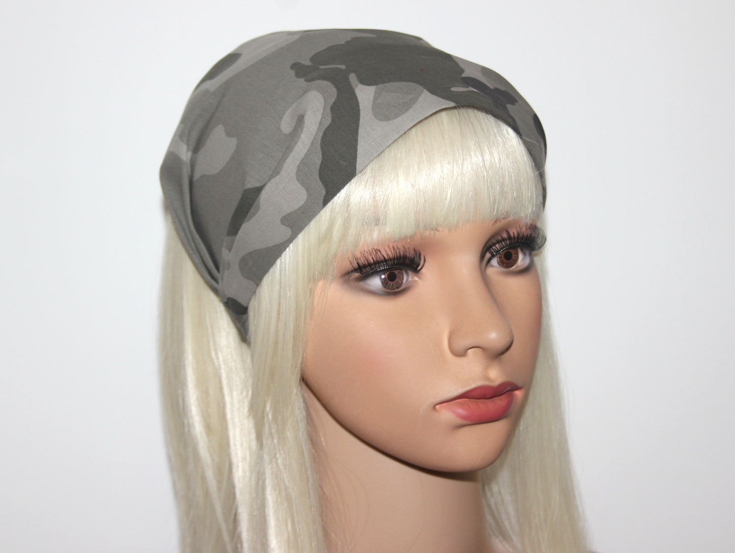 Army Green bandana headband Camouflage cotton hair band Wide head cover