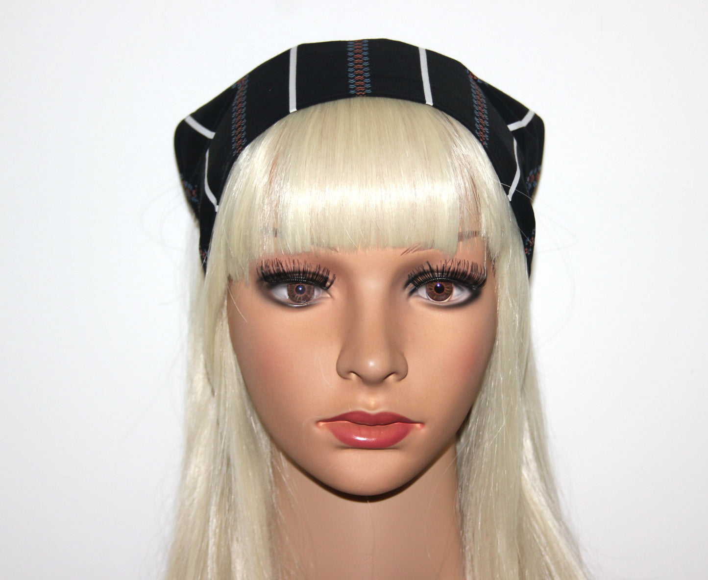 Black & White stripe bandana Cotton headband Structured retro bandana