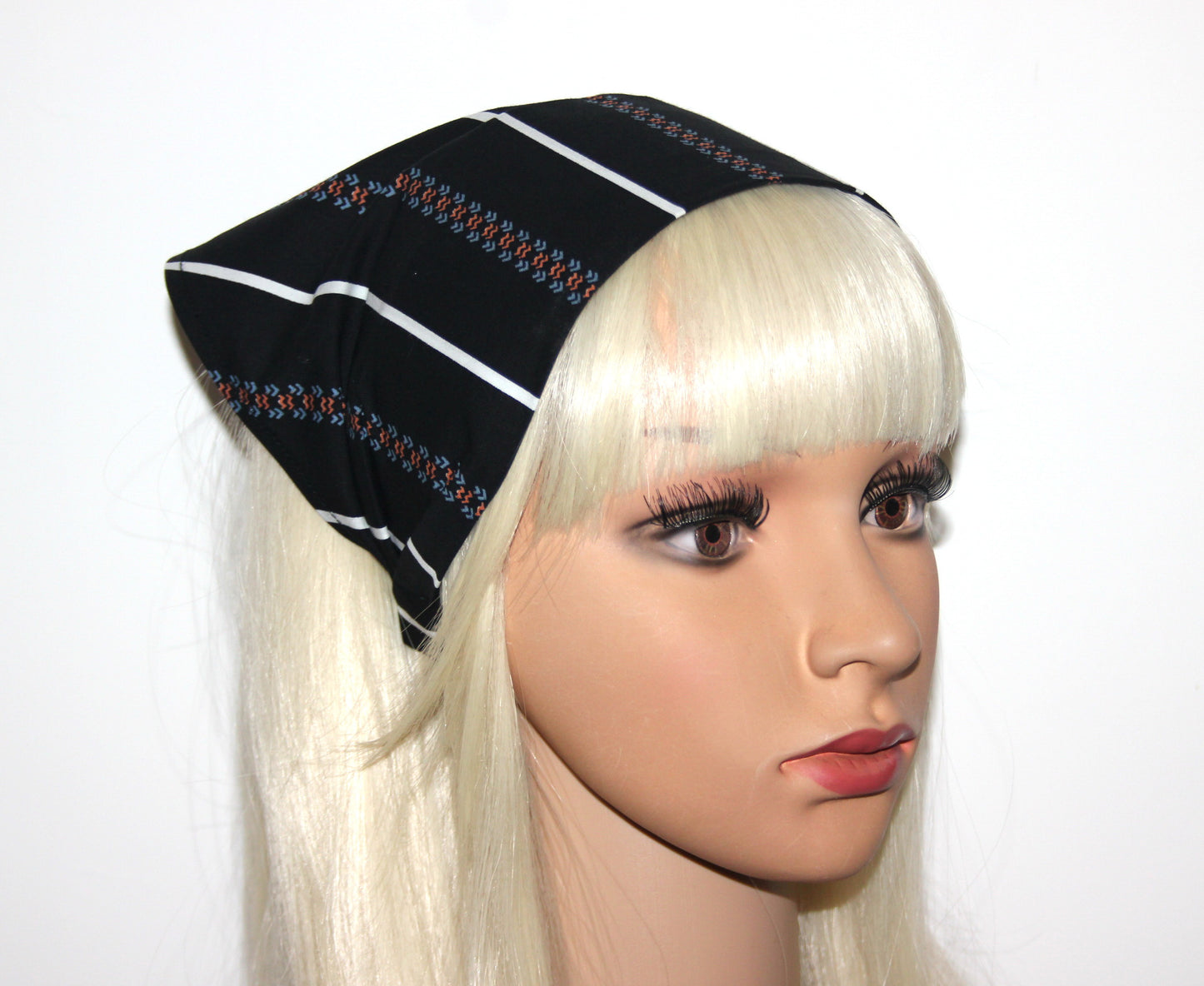 Black & White stripe bandana Cotton headband Structured retro bandana