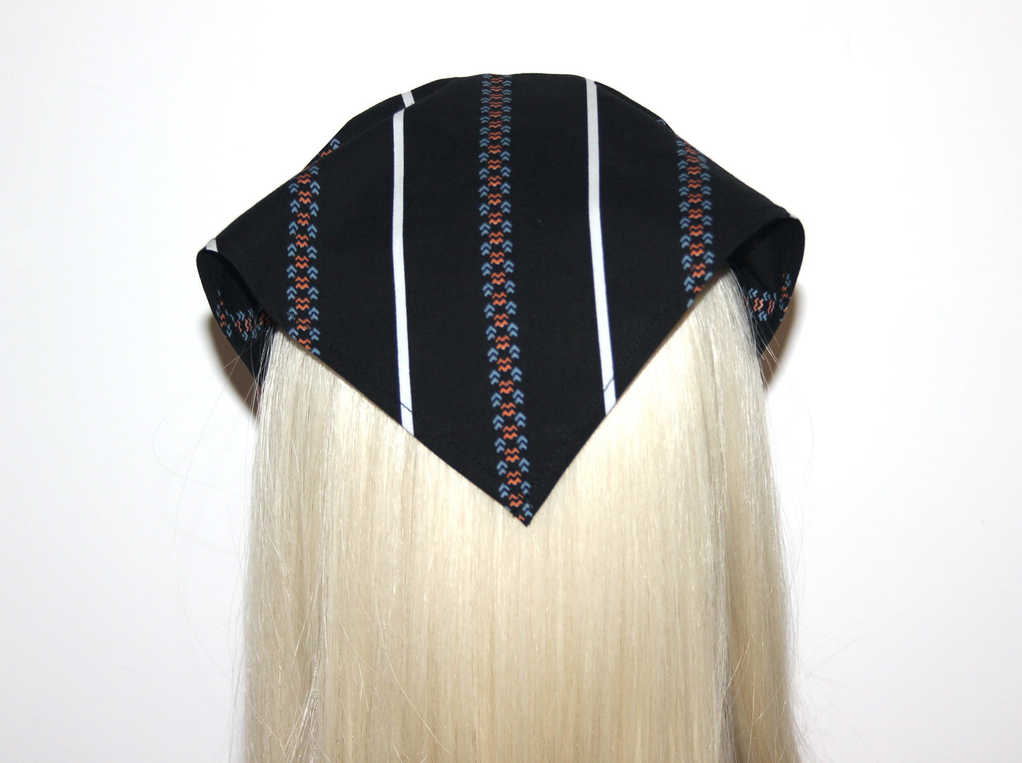 Black & White stripe bandana Cotton headband Structured retro bandana