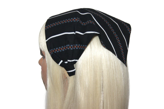 Black & White stripe bandana Cotton headband Structured retro bandana