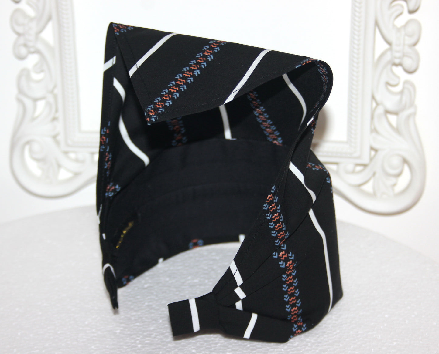 Black & White stripe bandana Cotton headband Structured retro bandana