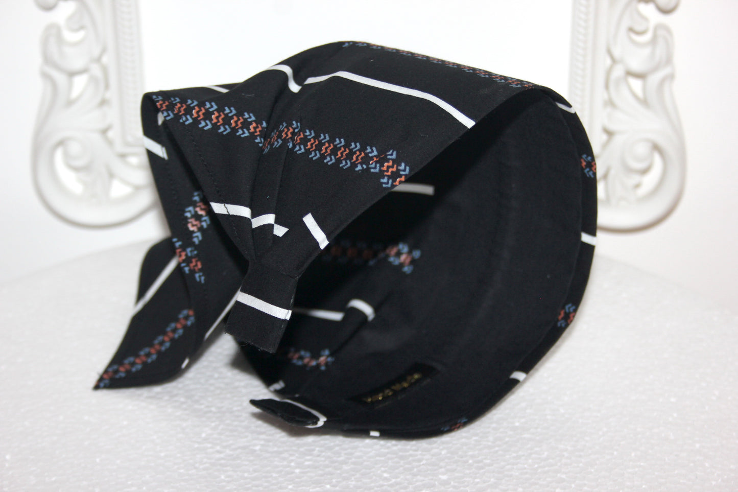 Black & White stripe bandana Cotton headband Structured retro bandana